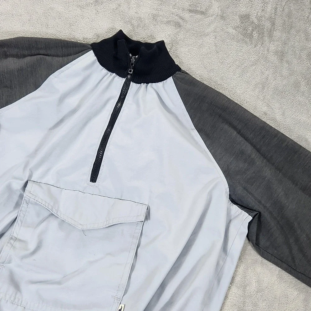 Vintage Mother Karen's Jacket Mens Large Gray 1/4 Zip Anorak Made USA 80s